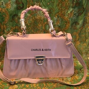 Charles & Keith Clutch w/ a Top Handle & Strap in Bubblegum Pink